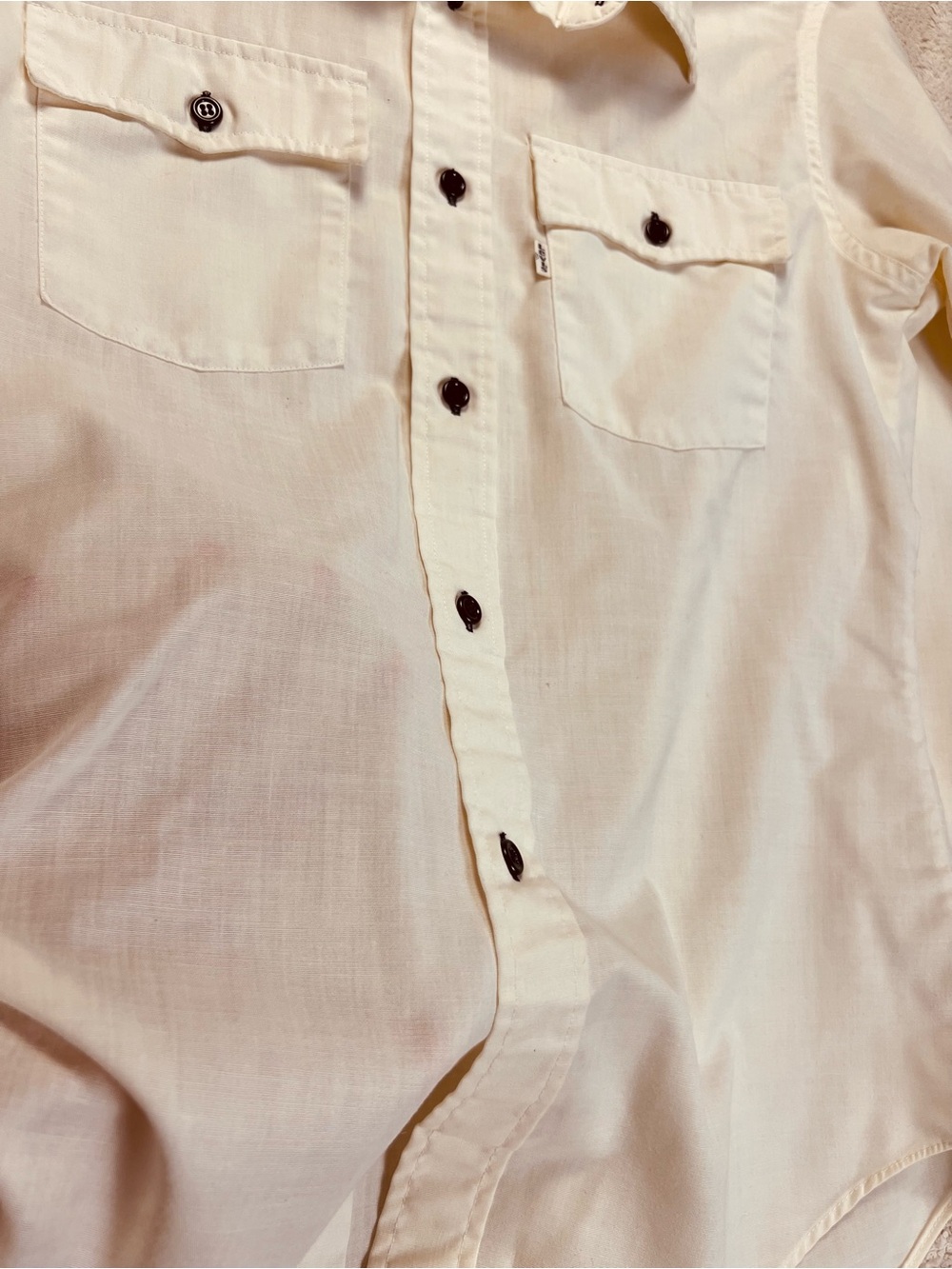 Vintage 70s Levi’s Saddleman Western Work Shirt – White Tab - Ivory Chambray – M - Picture 8 of 12
